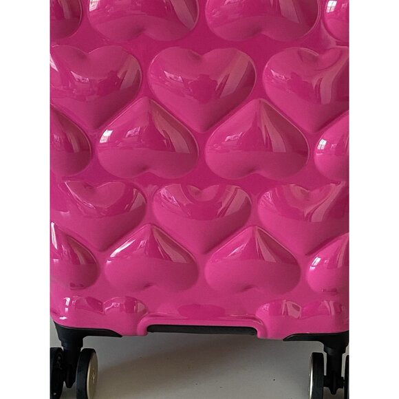 Juicy Couture Hot Pink Embossed Hearts 21" Spinner Carry-On Suitcase Luggage NEW - Picture 3 of 14